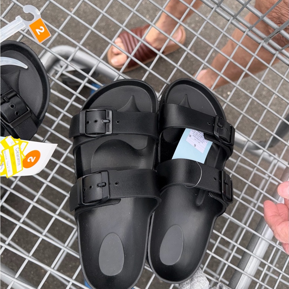Black Double Buckle Slide Sandals shade, and shore brand nwt size 6